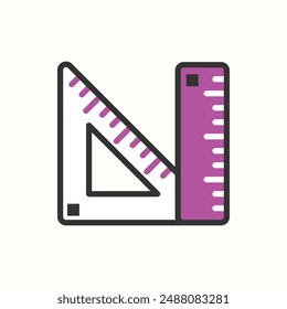 ruler icon, isolated black icon theme learning