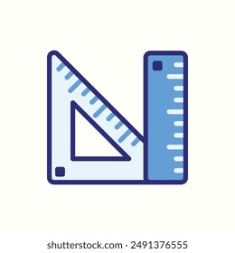 ruler icon, isolated blue icon theme learning