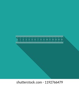 Ruler icon isolated with long shadow. Straightedge symbol. Flat design. Vector Illustration