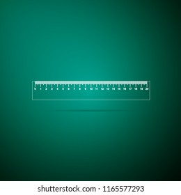 Ruler icon isolated on green background. Straightedge symbol. Flat design. Vector Illustration