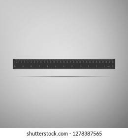 Ruler icon isolated on grey background. Straightedge symbol. Flat design. Vector Illustration