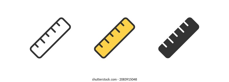 Ruler icon. Length symbol. Measure web sign. Line size illustration in vector flat style.