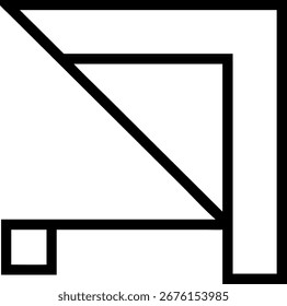 Ruler Icon Line Art and Silhouette Vector | Minimalist Measuring Tool Outline Design | Black and White Illustration for Education, Drafting, Architecture, DIY Projects, or Office Supplies