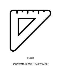 ruler icon. Line Art Style Design Isolated On White Background