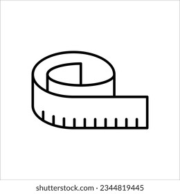 Diseño de vectores de línea de iconos de regla en fondo blanco
