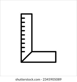 Diseño de vectores de línea de iconos de regla en fondo blanco
