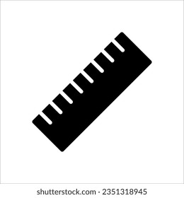 Diseño de vectores de línea de iconos de regla en fondo blanco