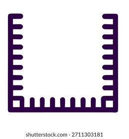 ícone Régua. Uma ilustração vetorial linear do ícone da régua isolado no plano de fundo branco.