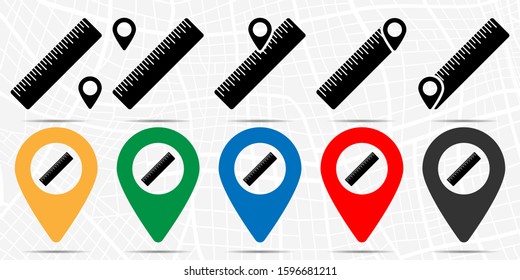 Ruler icon in location set. Simple glyph, flat illustration element of education theme icons