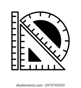 ruler icon or logo illustration outline black style