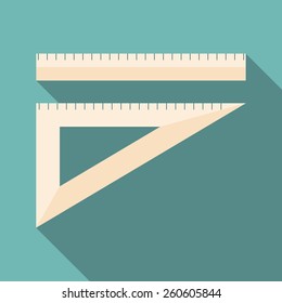 ruler icon with long shadow. flat style vector illustration