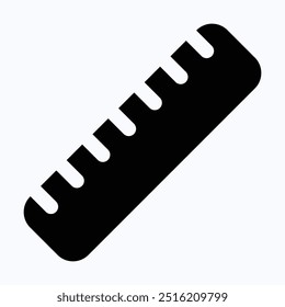 Ruler Icon, Measure, School Ruler In Cartoon Style, Isolated Silhouette Vector Icon.