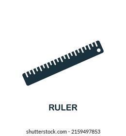 Icono de regla. Icono de medición simple monocromo para plantillas, diseño web e infografías