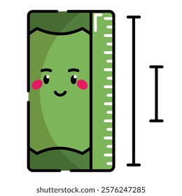 Ruler Icon. Office Icon in lineal color. Kawaii style