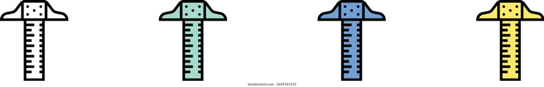 ruler icon. Outline, Green, Blue and Yellow Style Design Isolated On White Background