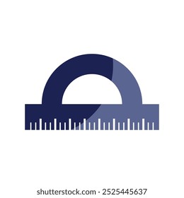 Linealsymbol. Protrahierer. Vektorgrafik. Flaches Design. Schulwerkzeug
