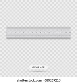 Ruler icon realistic with transparent background. Vector illustration. Plastic cm ruler.