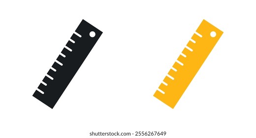 Ruler icon set in black and colored versions.