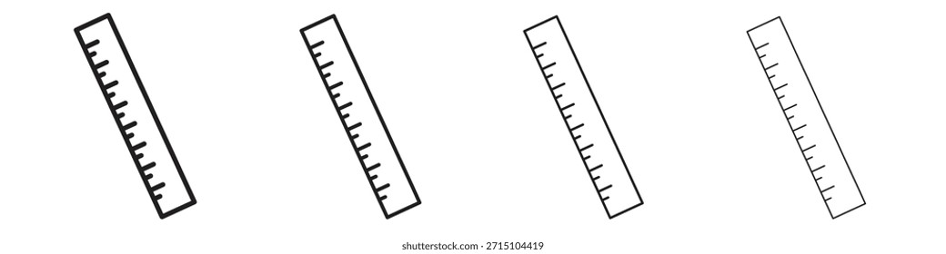 Ruler icon set. A collection of simple black thin strokes icons