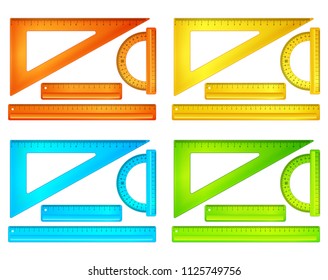 Ruler icon set. collection size indicator units isolated on white background.