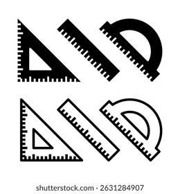 Conjunto de iconos de Regla. Ilustración plana de icono de Vector sobre fondo blanco