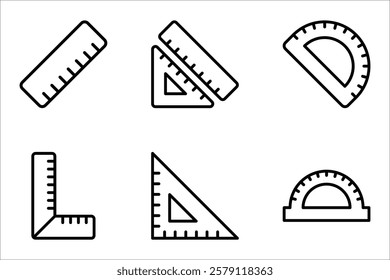 Ruler icon set. Geometry educational equipment sign. vector illustration on white background