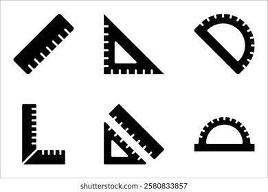 Ruler icon set. Geometry educational equipment sign. vector illustration on white background