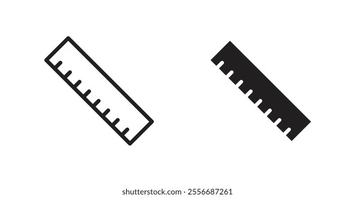 Ruler icon set in Thin line black color.