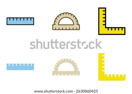 ruler icon set. triangle ruler. arc ruler
