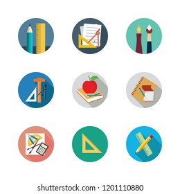 ruler icon set. vector set about school material and set square icons set.