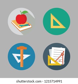 ruler icon set. vector set about school material and set square icons set.
