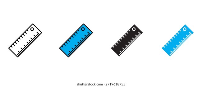 Conjunto de iconos de Regla sobre fondo blanco. Vector de medición, medida, herramienta. Ilustración vectorial.