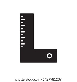 Lineal-Symbol. Quadratisches Lineal mit flachem Schild. Piktogramm für Linealabstand. Symbol für UX-UI-Skalierung