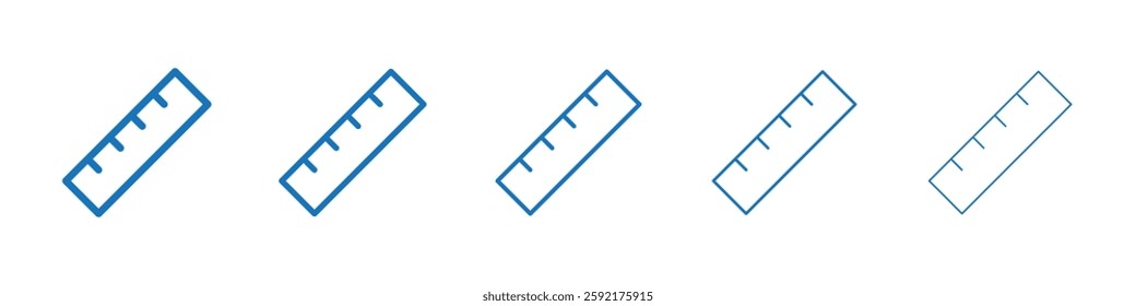 Ruler icon Symbol collection thin outline set