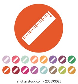 The ruler icon. Ruler symbol. Flat. Vector illustration. Button. Set