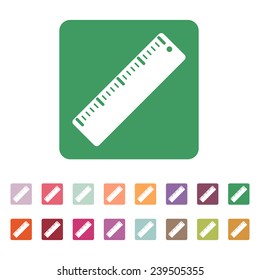The ruler icon. Ruler symbol. Flat. Vector illustration. Button. Set