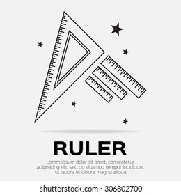Ruler icon. Ruler symbol. Office Supply Objects. Flat Vector illustration.