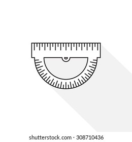 Ruler icon. Ruler symbol. Protractor. Office Supply Objects. Flat Vector illustration.
