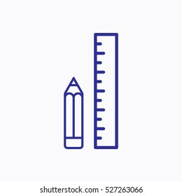 Ruler Icon Symbol Vector and Pencil Outline Design