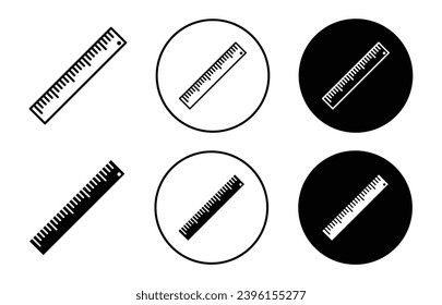 Lineal Icon. Maßstab für die Breite und Länge des Messwerkzeugs oder des Gerätesymbols nach Maß oder Mode.  Maßstab für Mathematik-Lineale in Zoll, Zentimeter und Metereinheit, Vektorgrafik-Logo