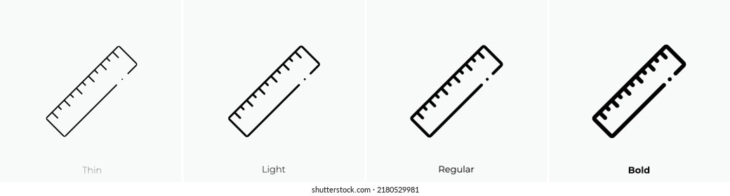 ruler icon. Thin, Light Regular And Bold style design isolated on white background