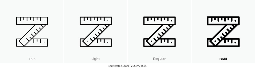 ruler icon. Thin, Light Regular And Bold style design isolated on white background