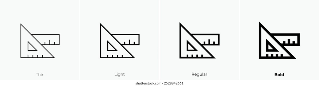 ruler icon. Thin, Light Regular And Bold style design isolated on white background