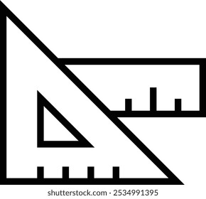 Icono de Regla. Diseño de estilo lineal delgado aislado sobre fondo blanco