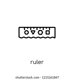 Ruler icon. Trendy modern flat linear vector Ruler icon on white background from thin line E-learning and education collection, editable outline stroke vector illustration