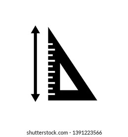 Ruler icon vector black and white