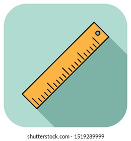 Ruler icon vector in flat style with black outline. Office and school icons for mobile and  web-design. 