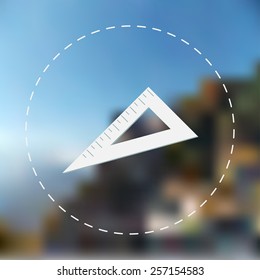 Ruler icon. Vector illustration. Blurred background.