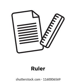 Ruler icon vector isolated on white background, Ruler transparent sign , sign and symbols in thin linear outline style