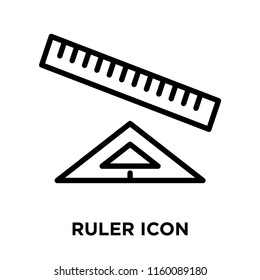 Ruler icon vector isolated on white background, Ruler transparent sign , line and outline elements in linear style